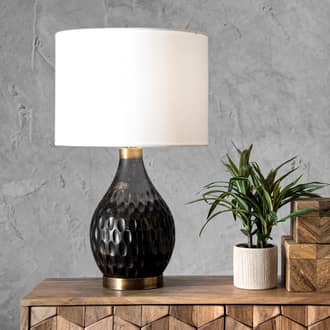 24-inch Carved Wood Honeycombed Teardrop Table Lamp secondary image
