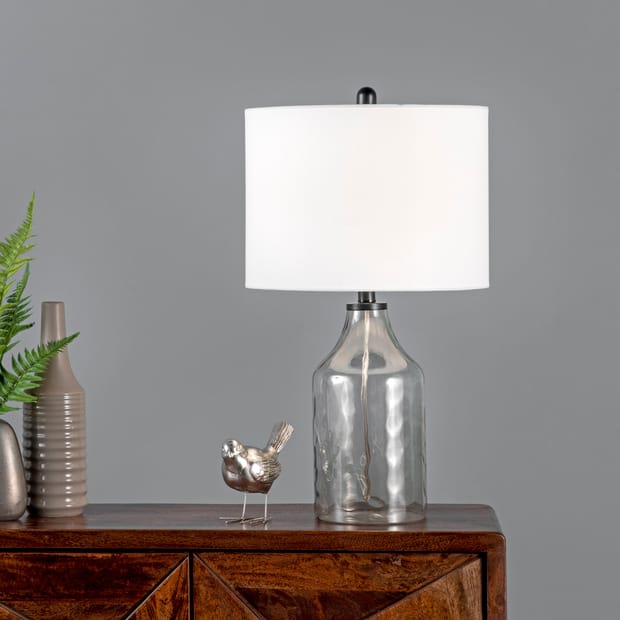 Hammered Glass Standard Table Lamp, 24 Inch Glass Table Lamp
