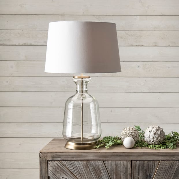 Emma Clear Glass Table Lamp Gold, Rustic Glass Table Lamps