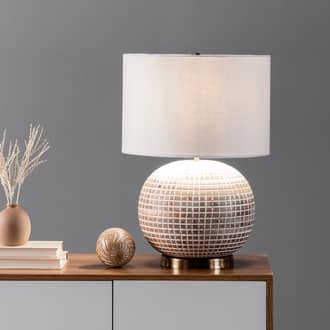 22-inch Textured Wood Latticed Globe Table Lamp secondary image