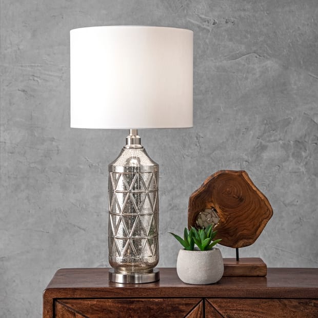Angstrom 30 Inch Latticed Glass Vase, Mercury Glass Table Lamp From Homegoods