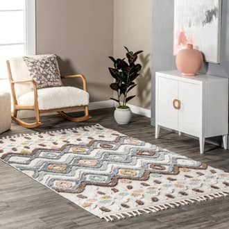 Beige Sundae Nicolette Dotted Trellis rug - Contemporary Rectangle 5' x 8'