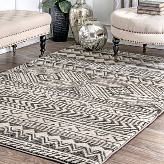 Dark Gray Bosphorus Banded Geometric rug - Solid & Striped Rectangle 2' x 3'