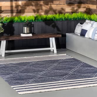 4' x 6' Diamonds And Stripes Fringe Indoor/Outdoor Rug secondary image