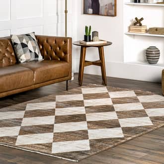 Beige Meadows Vanni Checkered Fringed rug - Casuals Rectangle 5' x 8'