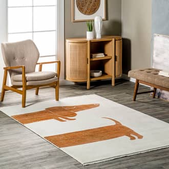 Beige Meadows Dorita Dachsund Fringed rug - Contemporary Rectangle 6' 7in x 10'