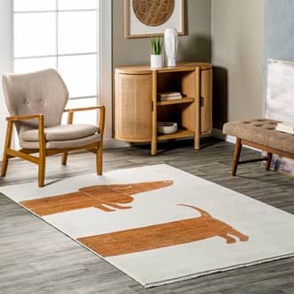 Beige Meadows Dorita Dachsund Fringed rug - Contemporary Rectangle 5' x 8'