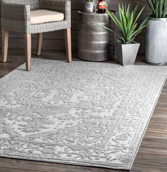 Raised Floral Medallion Indoor/Outdoor Rug secondary image