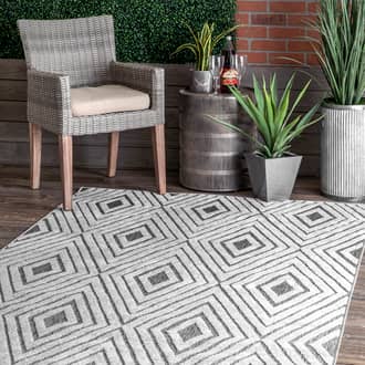 Gray Hyperion Raised Diamond Tiles Indoor/Outdoor rug - Casuals Rectangle 6' 7in x 9'