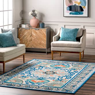 Jewel Tone Floral Printed Rug secondary image