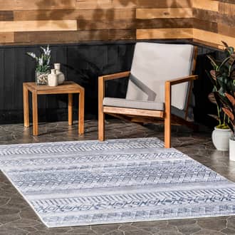 Blue Aquarian Renee Banded Washable Indoor/Outdoor rug - Outdoor Rectangle 5' x 8'