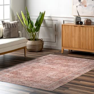 4' x 6' Kaylee Faded Trellis Border Washable Stain-Resistant Rug secondary image