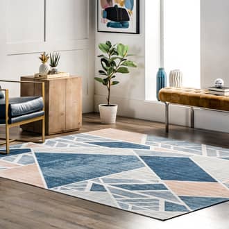 Blue Dew Valley Donnatella Washable Stained Glass rug - Contemporary Rectangle 8' x 10'