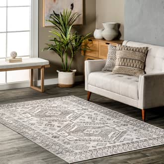 Gray Rain Haven Ria Geometric Washable rug - Geometric Rectangle 4' x 6'