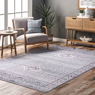 Gray Rain Haven Vicky Banded Washable rug - Transitional Rectangle 4' x 6'