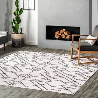 Ivory Rain Haven Roxanne Washable Geometric rug - Contemporary Rectangle 4' x 6'
