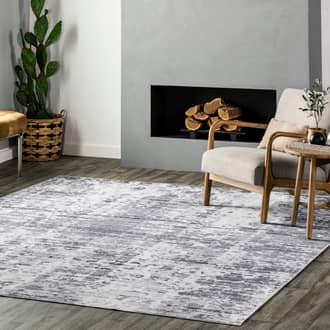 Light Gray Rain Haven Carrie Faded Washable rug - Contemporary Rectangle 3' x 5'