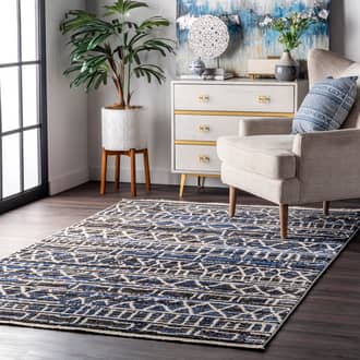 Blue Pachi Banded Tribal rug