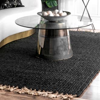 Black Coastline Solid Jute Tassel rug - Natural Fibers Rectangle 5' x 8'
