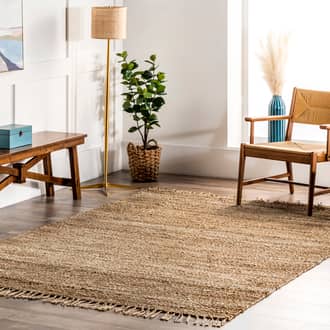 Tan Coastline Solid Jute Tassel rug - Natural Fibers Rectangle 4' x 6'