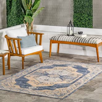 Blue Pergamon Jaycie Medallion Washable Indoor/Outdoor rug - Outdoor Rectangle 5' x 8'