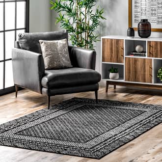 Black Koko Bordered Lattice rug - Transitional Rectangle 10' x 14'