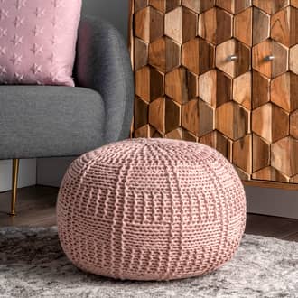 Knitted Cotton Basketweave Pouf secondary image