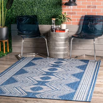 Blue Tucana Iris Totem Indoor/Outdoor Flatweave rug - Contemporary Round 6' 7in