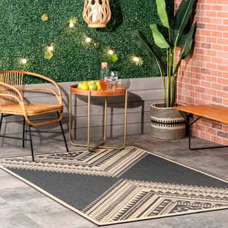 Charcoal Tucana Aztec Prism Indoor/Outdoor rug - Contemporary Round 6' 7in