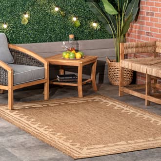 Beige Tucana Native Border Indoor/Outdoor rug
