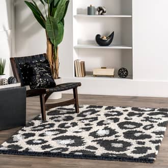 Gray Airydale Remy Leopard Tasseled rug - Animal Prints Rectangle 8' x 10'