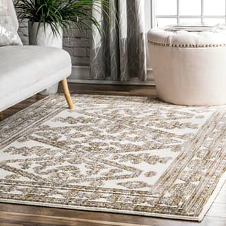 Beige Yazoo Helix Medallion rug - Transitional Rectangle 6' 7in x 9'