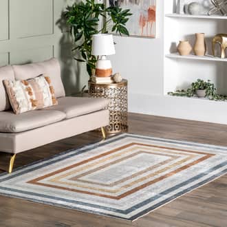Lilac Washable Striped Bordered Rug secondary image