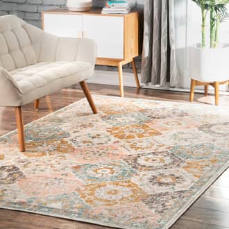 6' 7" x 9' Faded Floral Honeycombs Rug secondary image