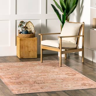 Pink Rain Haven Brenda Hazy Heraldry Washable rug - Transitional Rectangle 5' x 8'