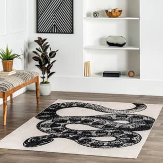 Black Rain Haven Casey Simple Serpent Washable rug - Contemporary Rectangle 4' x 6'