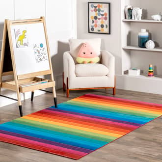 4' x 6' Agni Kids Washable Rainbow Rug secondary image