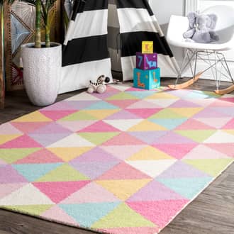 Pink Homespun Dimensional Triangles rug
