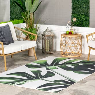 4' x 6' Kennedy Tropical Monstera Leaf Washable Indoor/Outdoor Rug secondary image