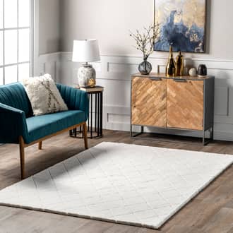 3' 9" x 6' Jaylene Trellis Plush Cloud Washable Rug secondary image