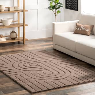 Brown Cloud Chiarra Broken Lines Washable Faux Rabbit rug - Contemporary Rectangle 7' 6in x 9' 6in