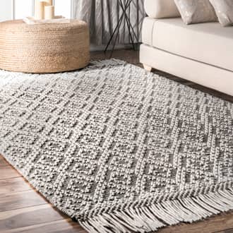Textured Trellis With Tassels Rug secondary image
