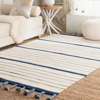 Pinstriped Flatweave With Tassels Rug secondary image