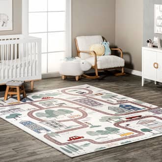 White Home Town Washable Charlie Town Map rug - Kids Rectangle 7' x 9'