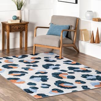 Blue Home Town Viola Washable Brush Strokes rug - Contemporary Rectangle 4' x 6'