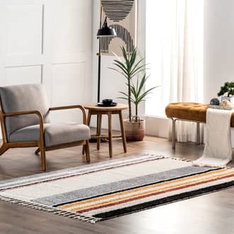 Beige Elmas Nyla Fringed Stripes rug