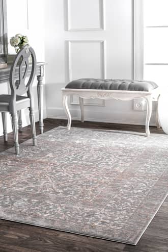 Gray Silky Road Vintage Persian Border rug