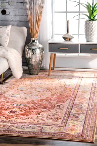 Orange Silky Road Center Medallion rug