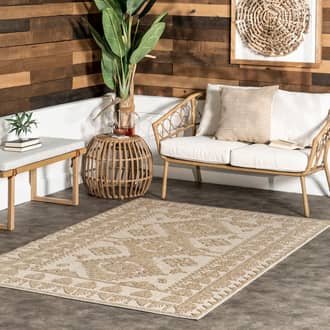 Beige Richland Lillian Indoor/Outdoor Geometric Raised rug - Geometric Rectangle 6' 7in x 9'