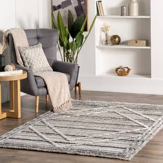 Light Gray Praxis Tyra Textured Striped rug - Casuals Rectangle 5' x 8'